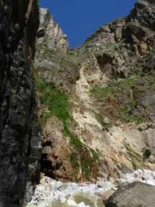 Elvan, granite and country rock within the zawn